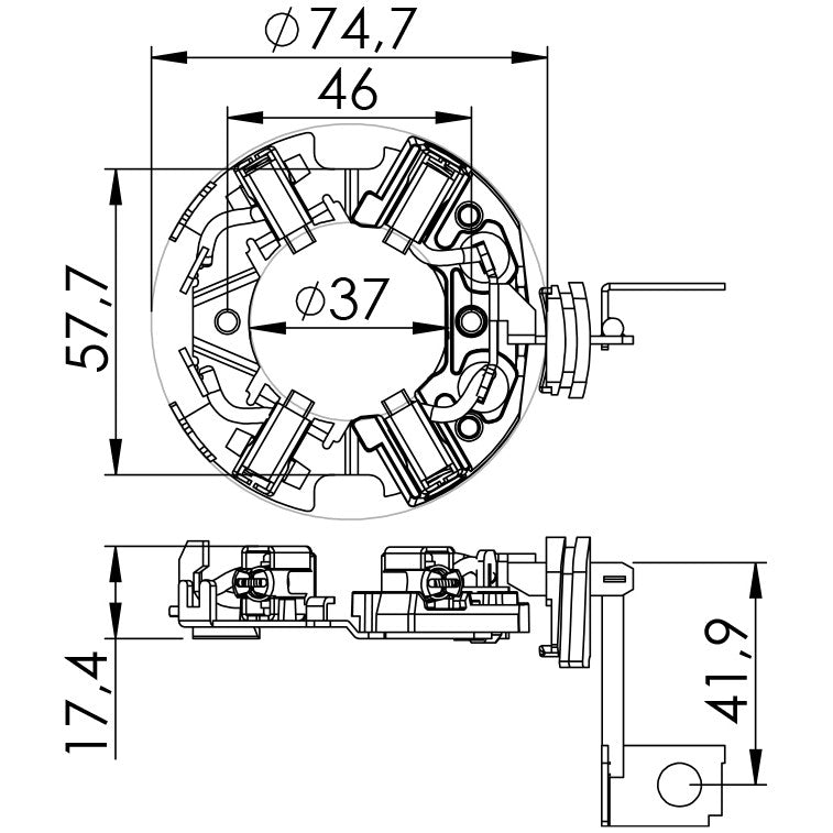 Porta Escovas para Motor de Partida com 4 Escovas - Unifap - 1.116/4 - (3)