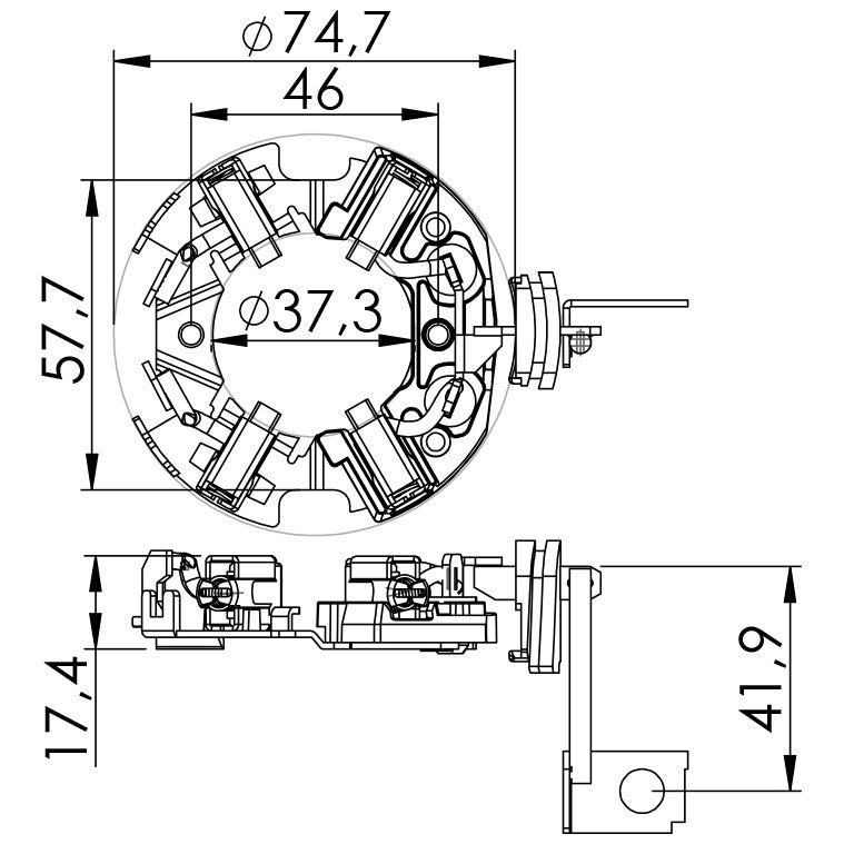 Porta Escovas para Motor de Partida com 4 Escovas - Unifap - 1.115/4 - (3)