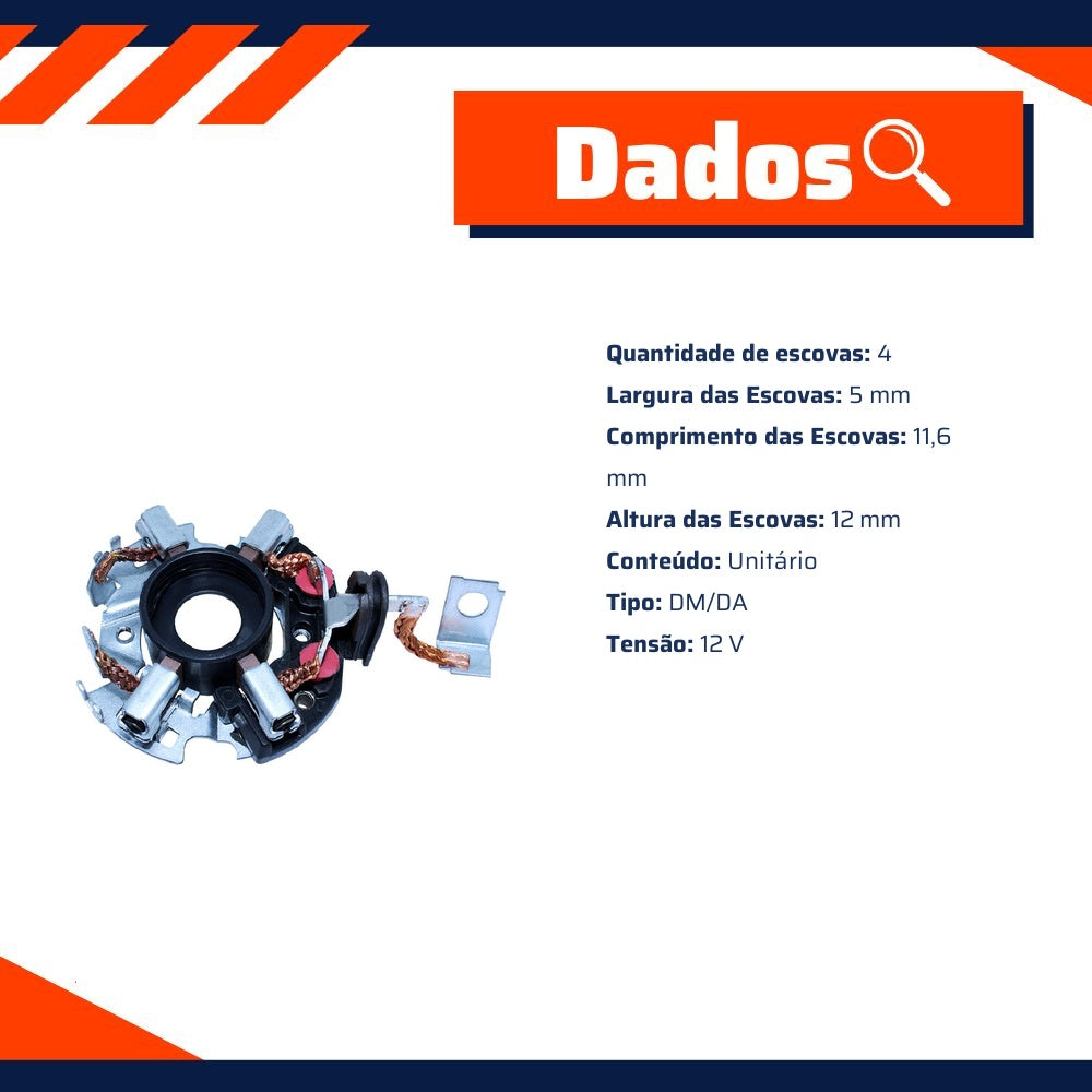 Porta Escovas para Motor de Partida com 4 Escovas - Unifap - 1.115/4 - (3)
