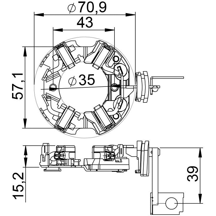 Porta Escovas para Motor de Partida com 4 Escovas - Unifap - 1.117/4 - (3)