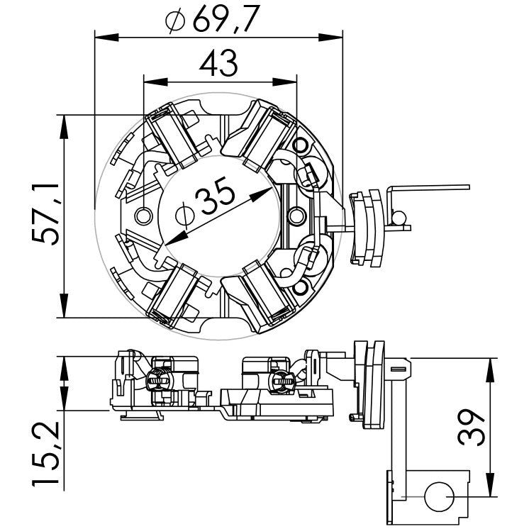 Porta Escovas para Motor de Partida com 4 Escovas - Unifap - 1.119/4 - (3)