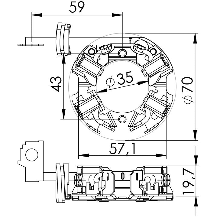 Porta Escovas para Motor de Partida com 4 Escovas - Unifap - 1.126/4 - (3)