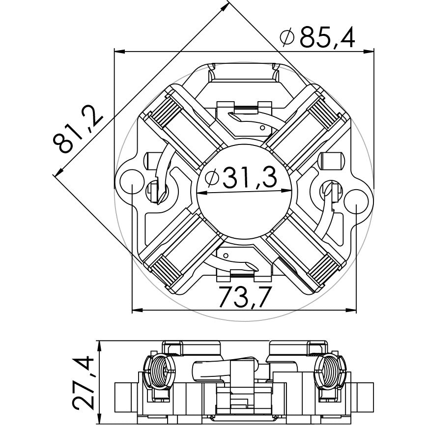 Porta Escovas para Motor de Partida com 4 Escovas - Unifap - 1.131/4 - (3)