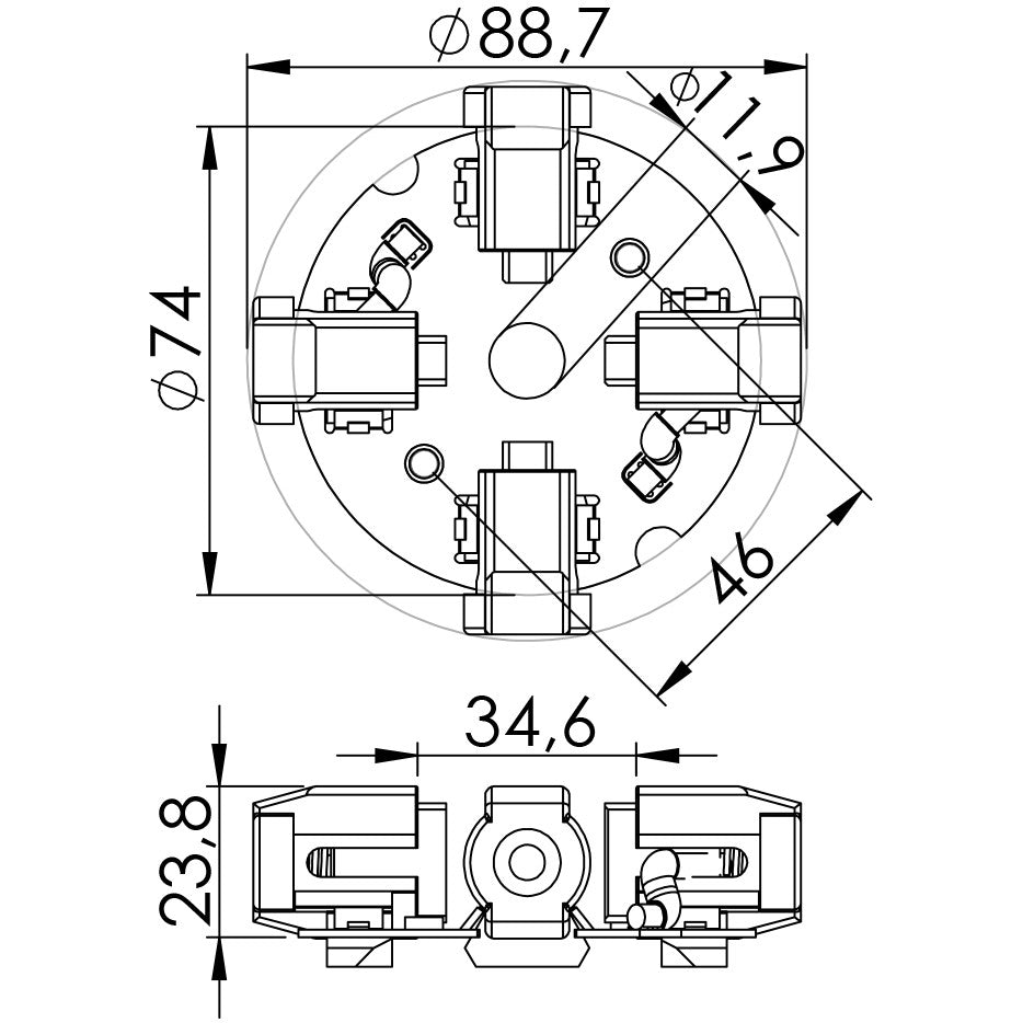 Porta Escovas para Motor de Partida com 4 Escovas - Unifap - 1.130/4 - (3)