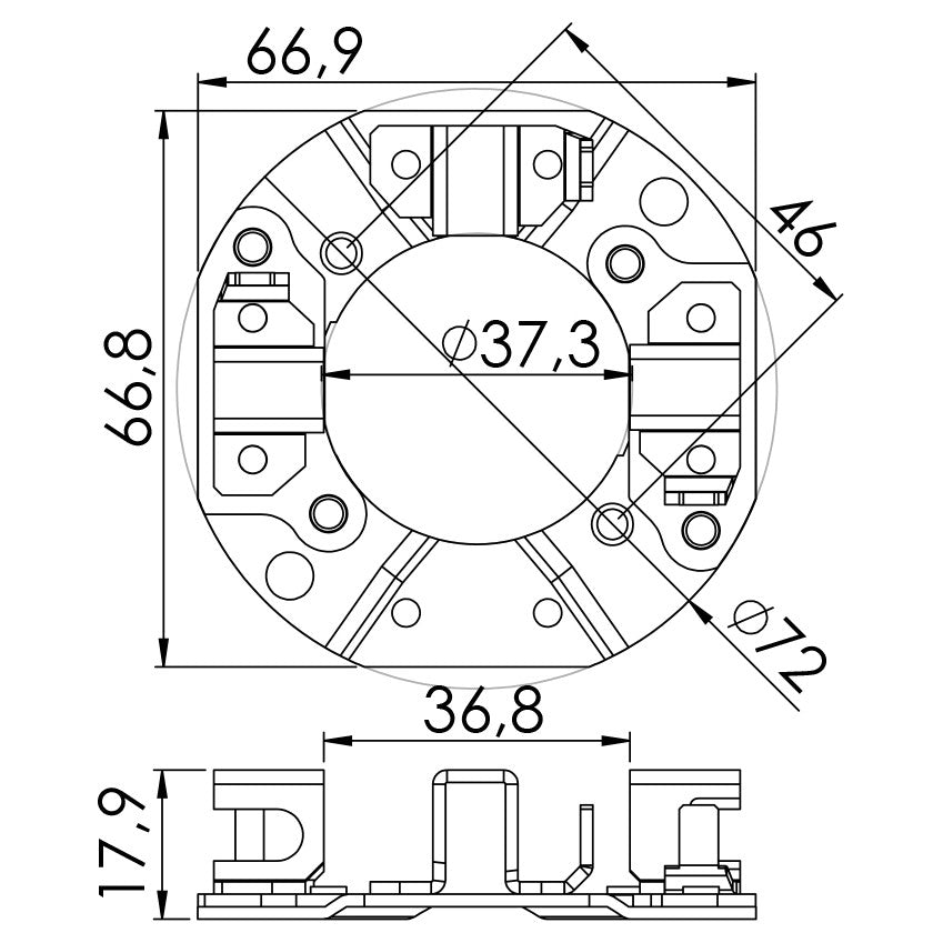 Porta Escovas para Motor de Partida com 3 Escovas - Unifap - 1.140/3 - (3)