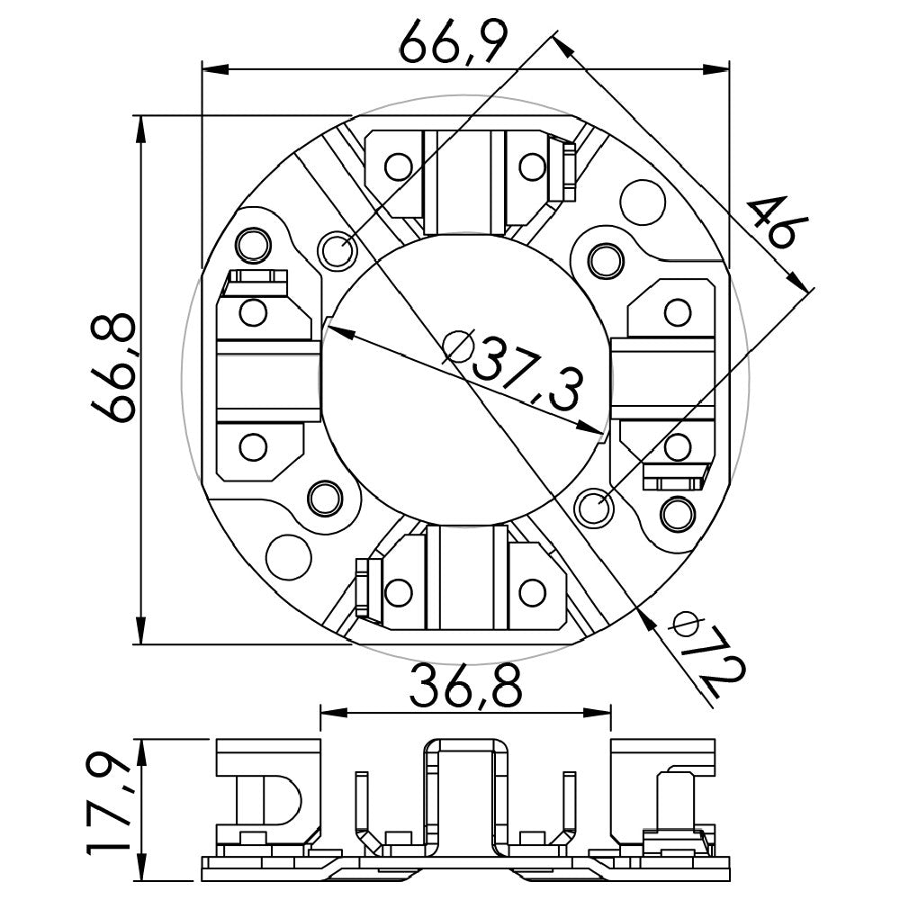 Porta Escovas para Motor de Partida com 4 Escovas - Unifap - 1.141/4 - (3)