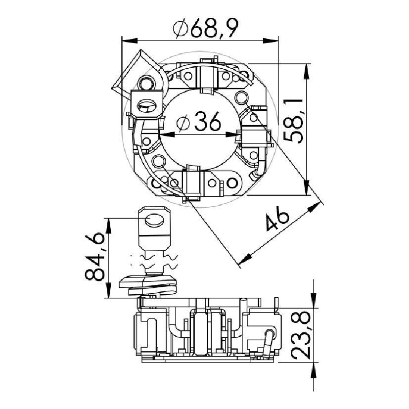 Porta Escovas para Motor de Partida com 4 Escovas - Unifap - 1.148/4 - (3)