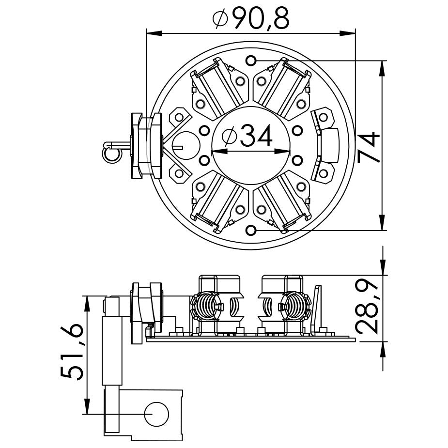 Porta Escovas para Motor de Partida com 4 Escovas - Unifap - 1.165/4 - (3)