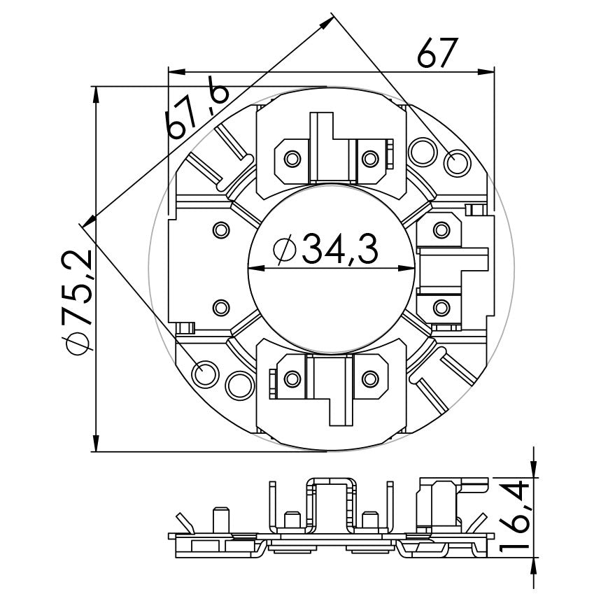 Porta Escovas para Motor de Partida com 3 Escovas - Unifap - 1.160/3 - (3)