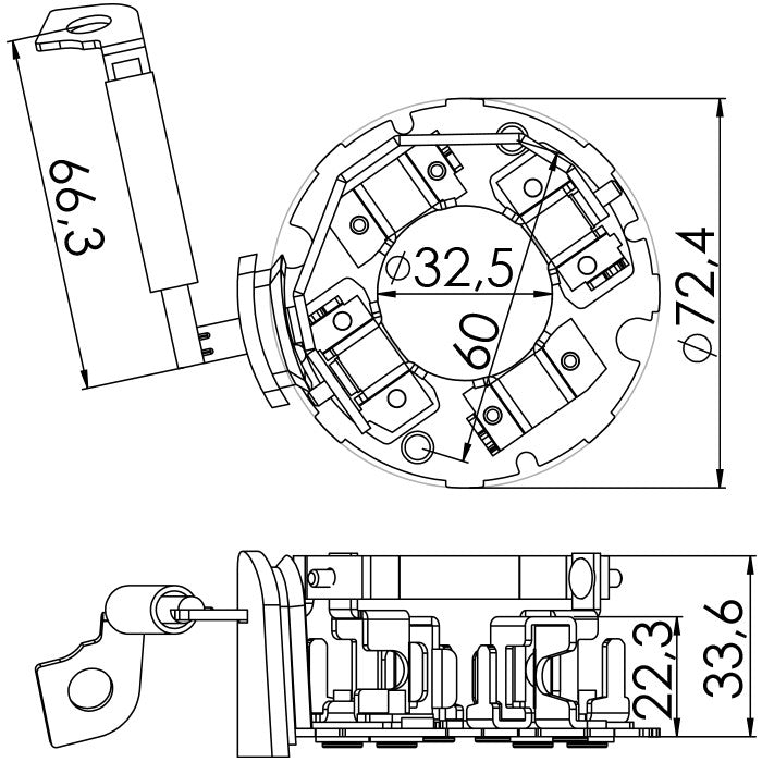 Porta Escovas para Motor de Partida com 4 Escovas - Unifap - 1.183/4 - (3)