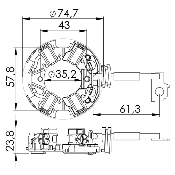 Porta Escovas para Motor de Partida com 4 Escovas - Unifap - 1.194/4 - (3)