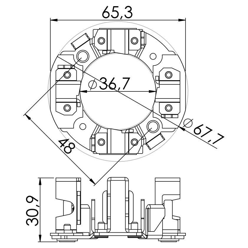 Porta Escovas para Motor de Partida com 4 Escovas - Unifap - 1.212/4 - (3)