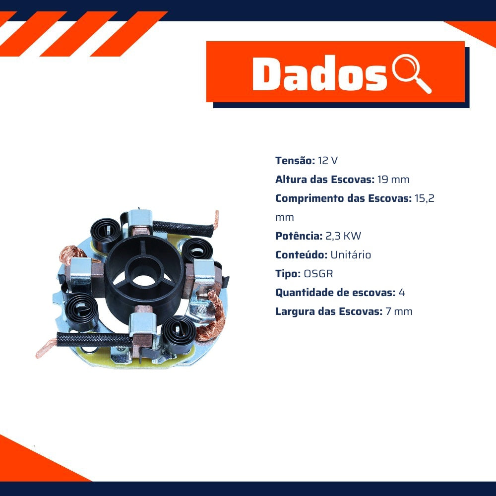 Porta Escovas para Motor de Partida com 4 Escovas para GMC 7-110 e Nissan Terrano - Unifap - 1.214/4 - (3)