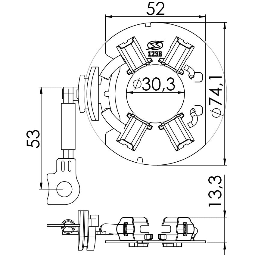 Porta Escovas para Motor de Partida com 4 Escovas - Unifap - 1.238/4 - (3)