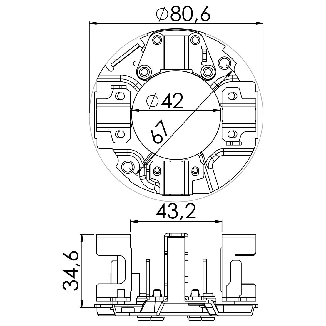 Porta Escovas para Motor de Partida com 4 Escovas - Unifap - 1.244/4 - (3)