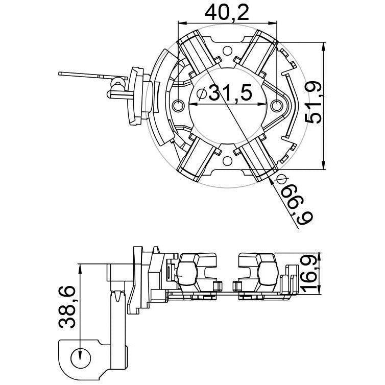 Porta Escovas para Motor de Partida com 4 Escovas - Unifap - 1.256/4 - (3)