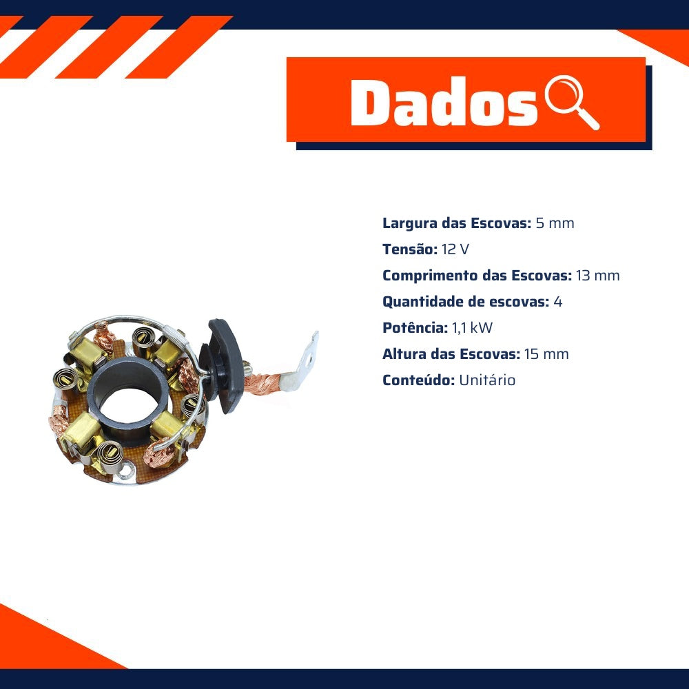 Porta Escovas para Motor de Partida com 4 Escovas - Unifap - 1.261/4 - (3)