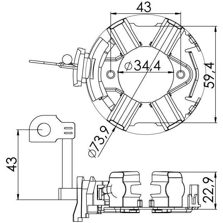 Porta Escovas para Motor de Partida com 4 Escovas - Unifap - 1.264/4 - (3)