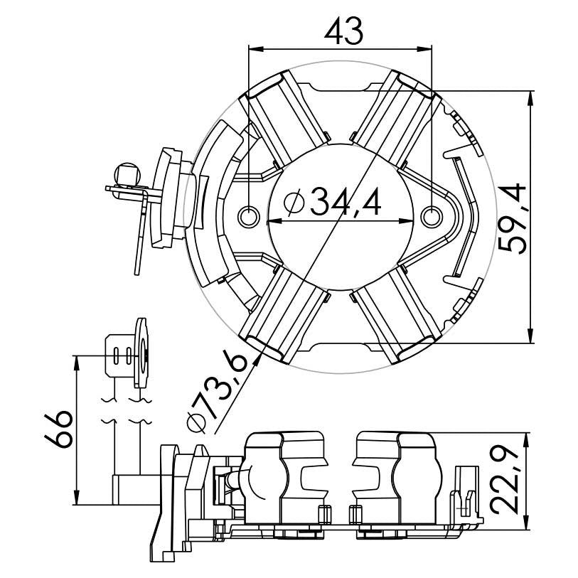 Porta Escovas para Motor de Partida com 4 Escovas - Unifap - 1.266/4 - (3)