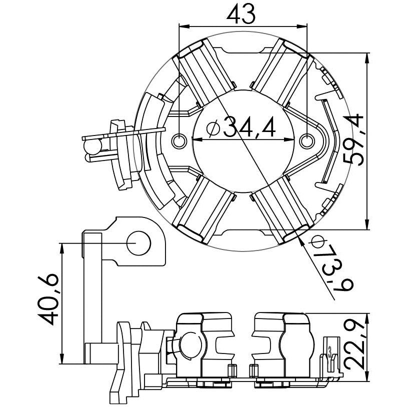 Porta Escovas para Motor de Partida com 4 Escovas - Unifap - 1.277/4 - (3)