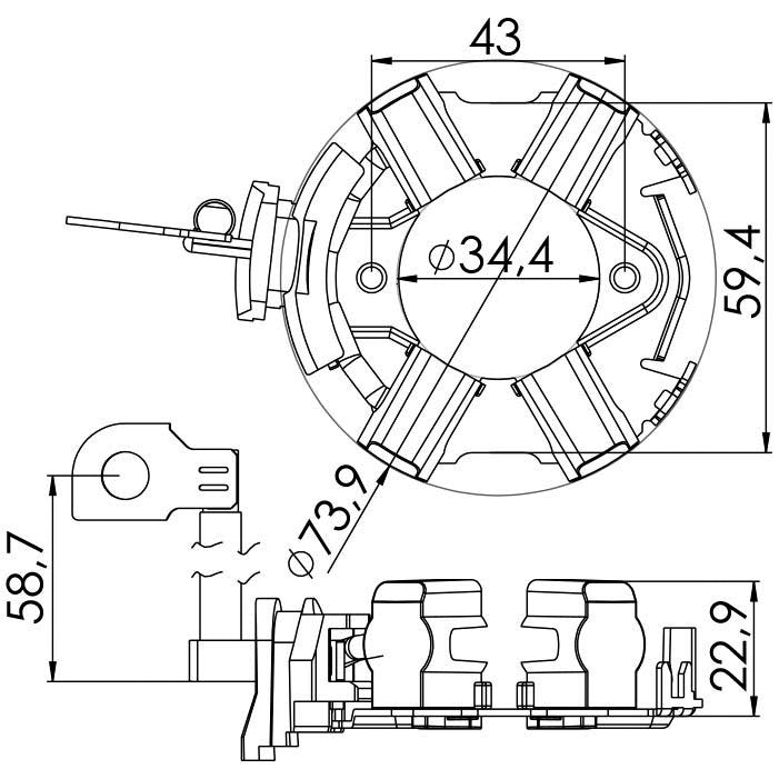 Porta Escovas para Motor de Partida com 4 Escovas - Unifap - 1.267/4 - (3)