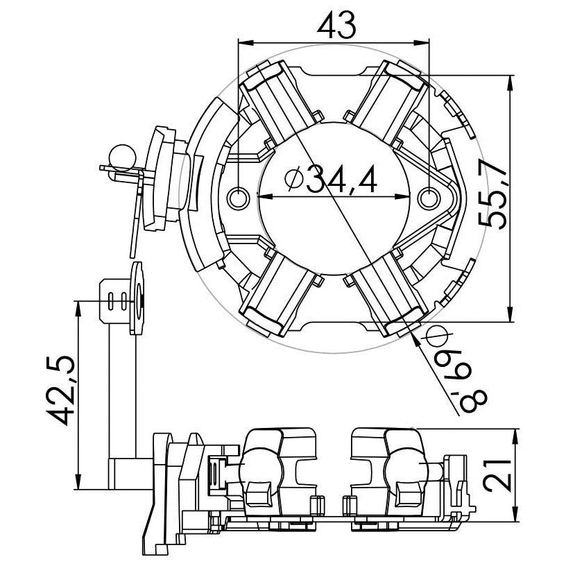 Porta Escovas para Motor de Partida com 4 Escovas - Unifap - 1.280/4 - (3)