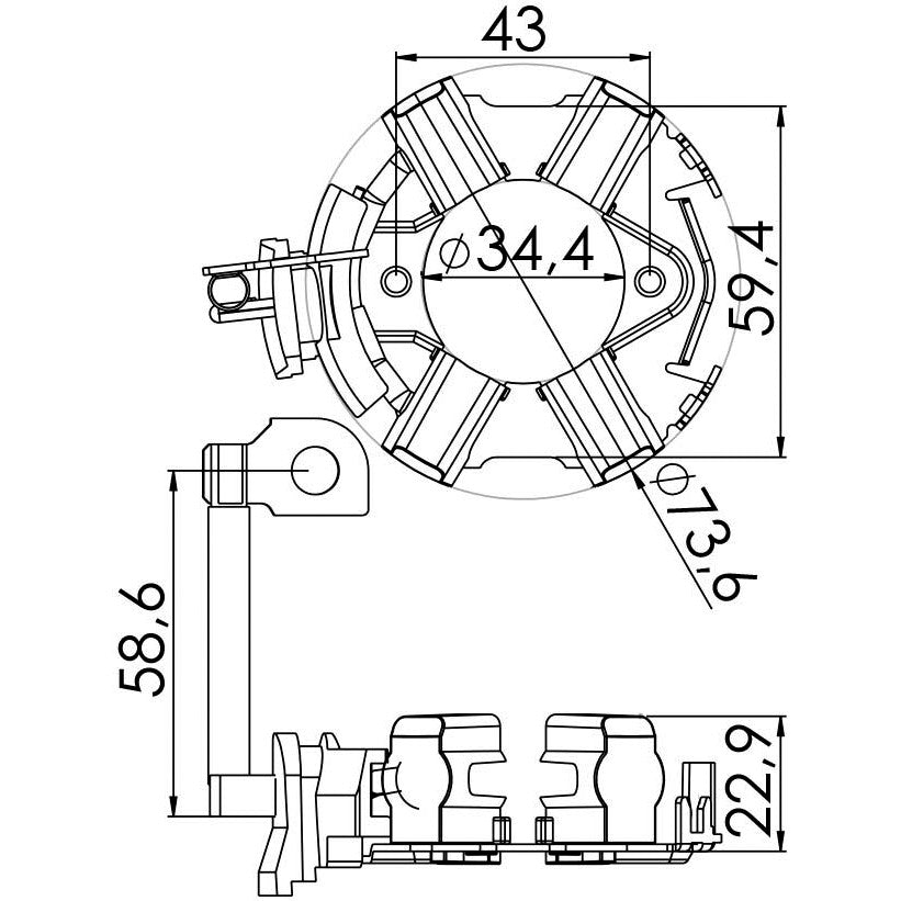 Porta Escovas para Motor de Partida com 4 Escovas - Unifap - 1.278/4 - (3)