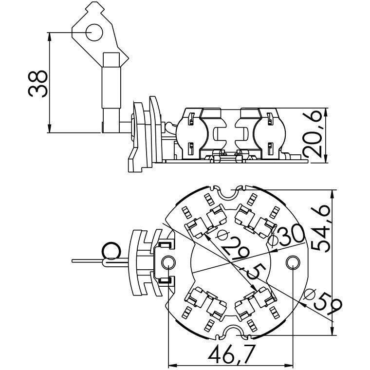 Porta Escovas para Motor de Partida com 4 Escovas - Unifap - 1.298/4 - (3)