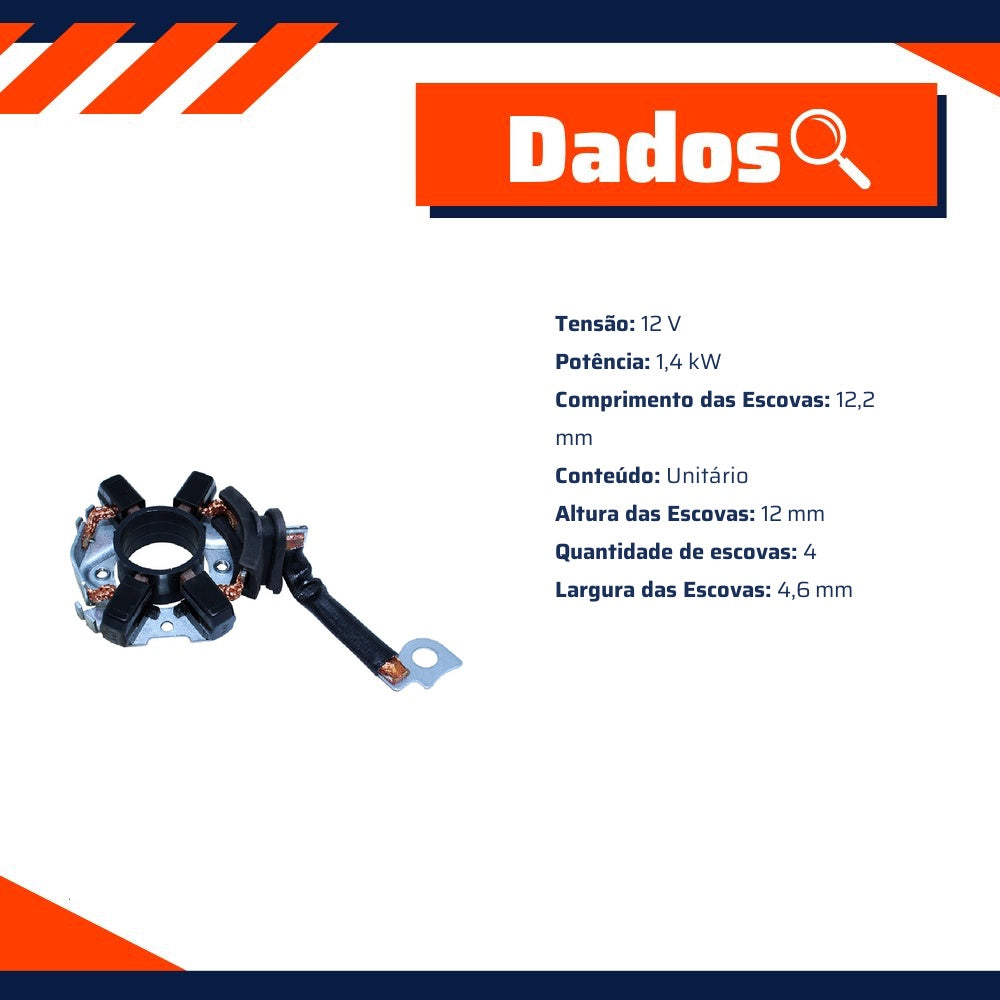 Porta Escovas para Motor de Partida com 4 Escovas - Unifap - 1.307/4 - (3)