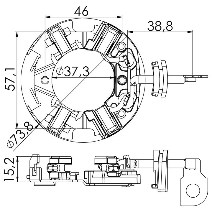 Porta Escovas para Motor de Partida com 4 Escovas - Unifap - 1.315/4 - (3)