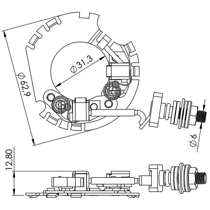 Porta Escovas para Motor de Partida com 2 Escovas - Unifap - 9.907/2 - (3)