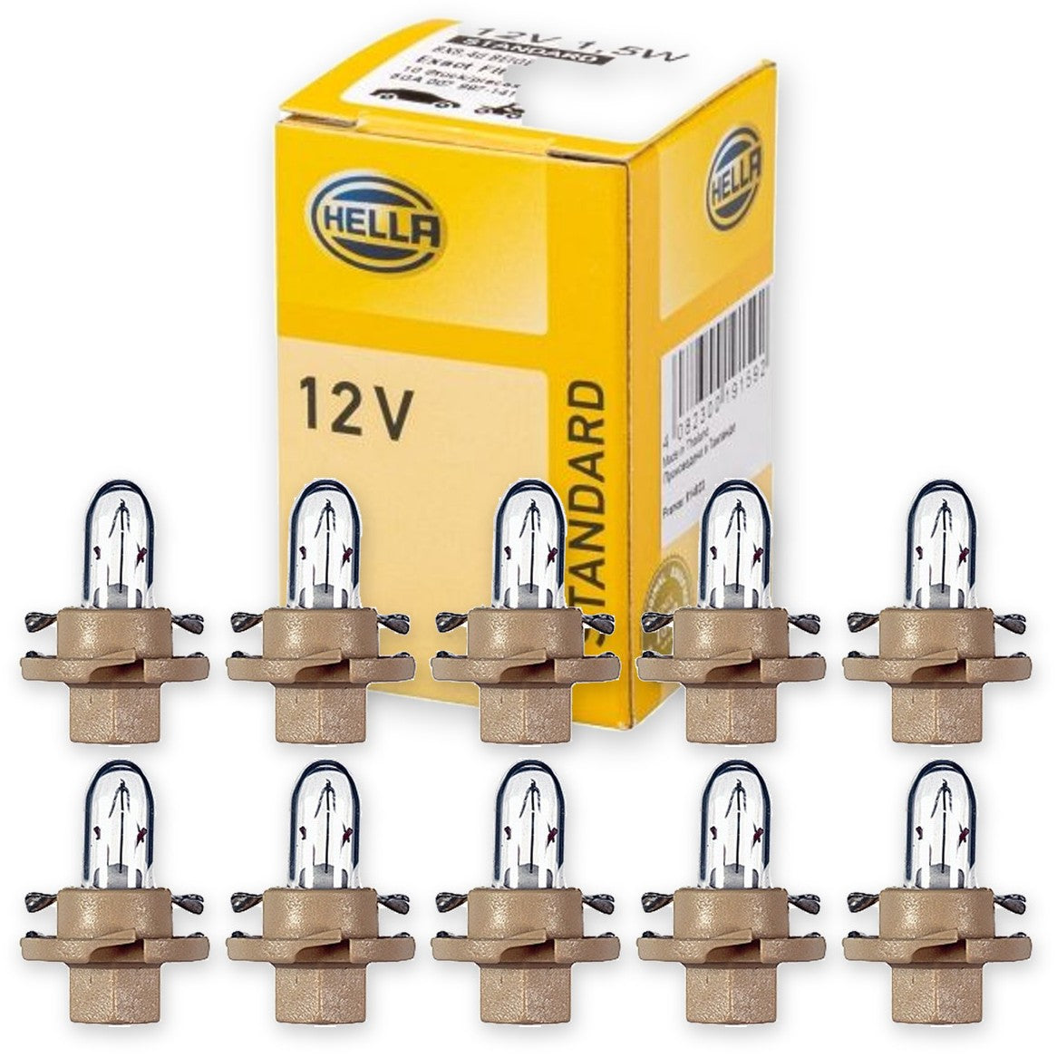 10 Lâmpadas 5W 12V BX8.4D - Hella - 2452MFX6 - (1)
