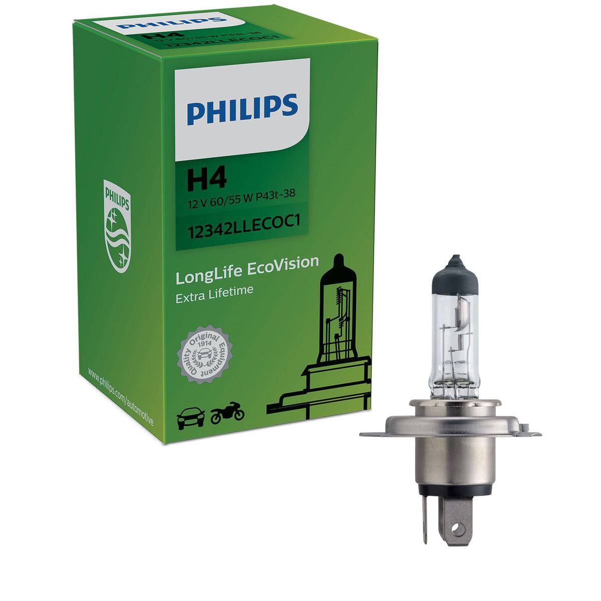 Lâmpada Farol Baixo H4 60/55W - Philips - 12342LLECOC1 - (1)