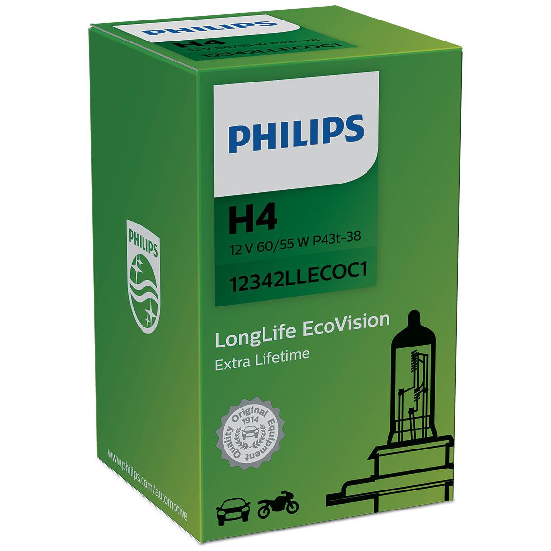 Lâmpada Farol Baixo H4 60/55W - Philips - 12342LLECOC1 - (4)