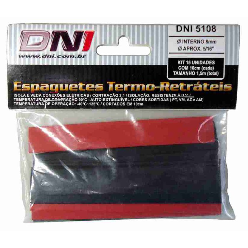 Espaguete Termo-retrátil 8mm Contração 2:1 Kit 30 Peças - DNI 5108 - (2)