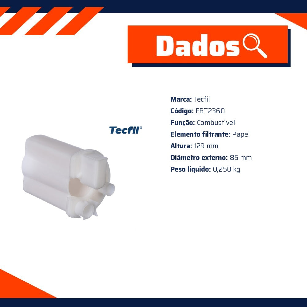 Filtro Blindado de Combustível para Hyundai I30 I30 Cw - Tecfil - FBT2360 - (5)