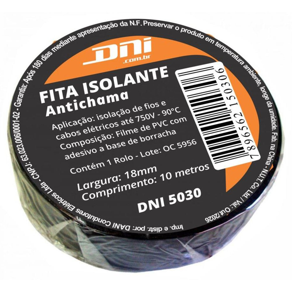 10 Fitas Isolante em PVC Preta Rolo 10 Metros - DNI 5030 - (2)