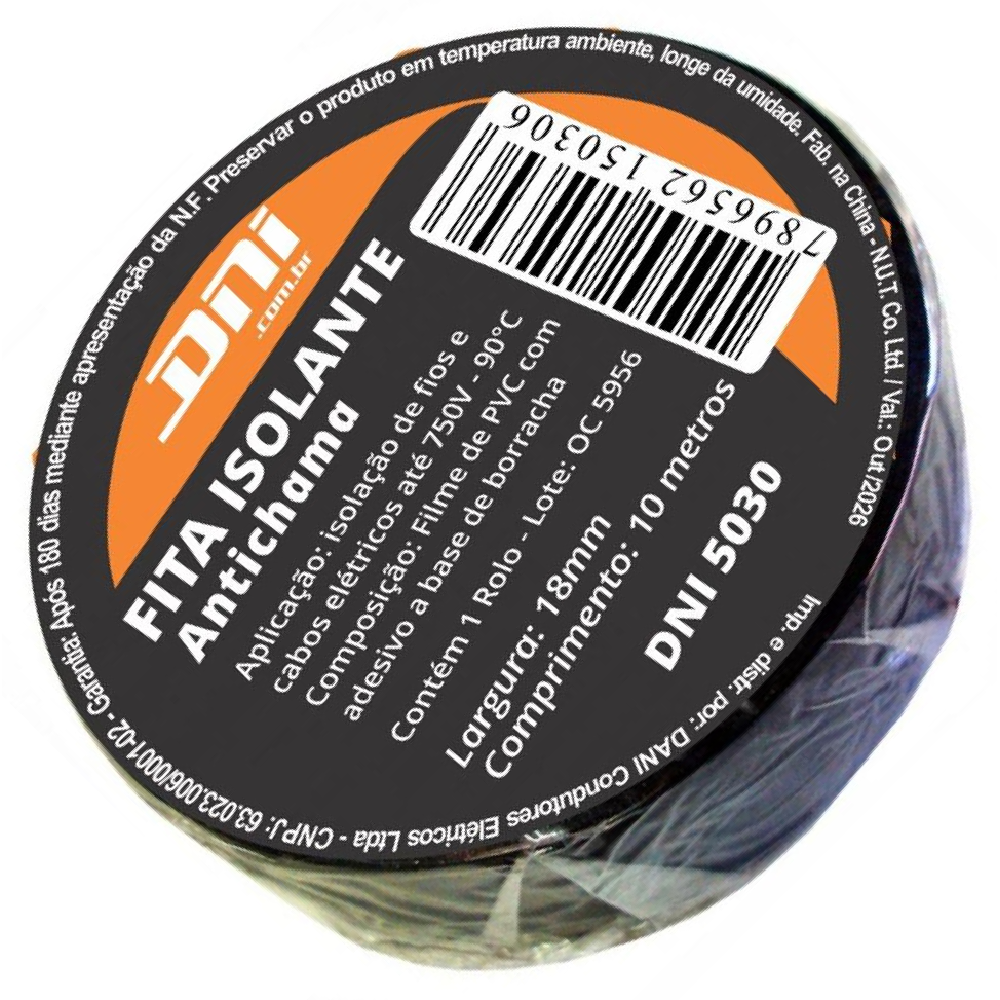 10 Fitas Isolante em PVC Preta Rolo 10 Metros - DNI 5030 - (3)