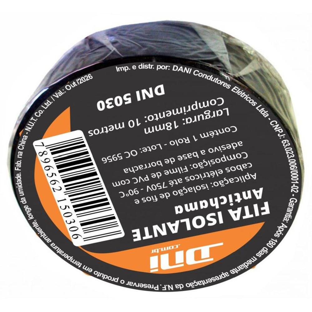 10 Fitas Isolante em PVC Preta Rolo 10 Metros - DNI 5030 - (5)