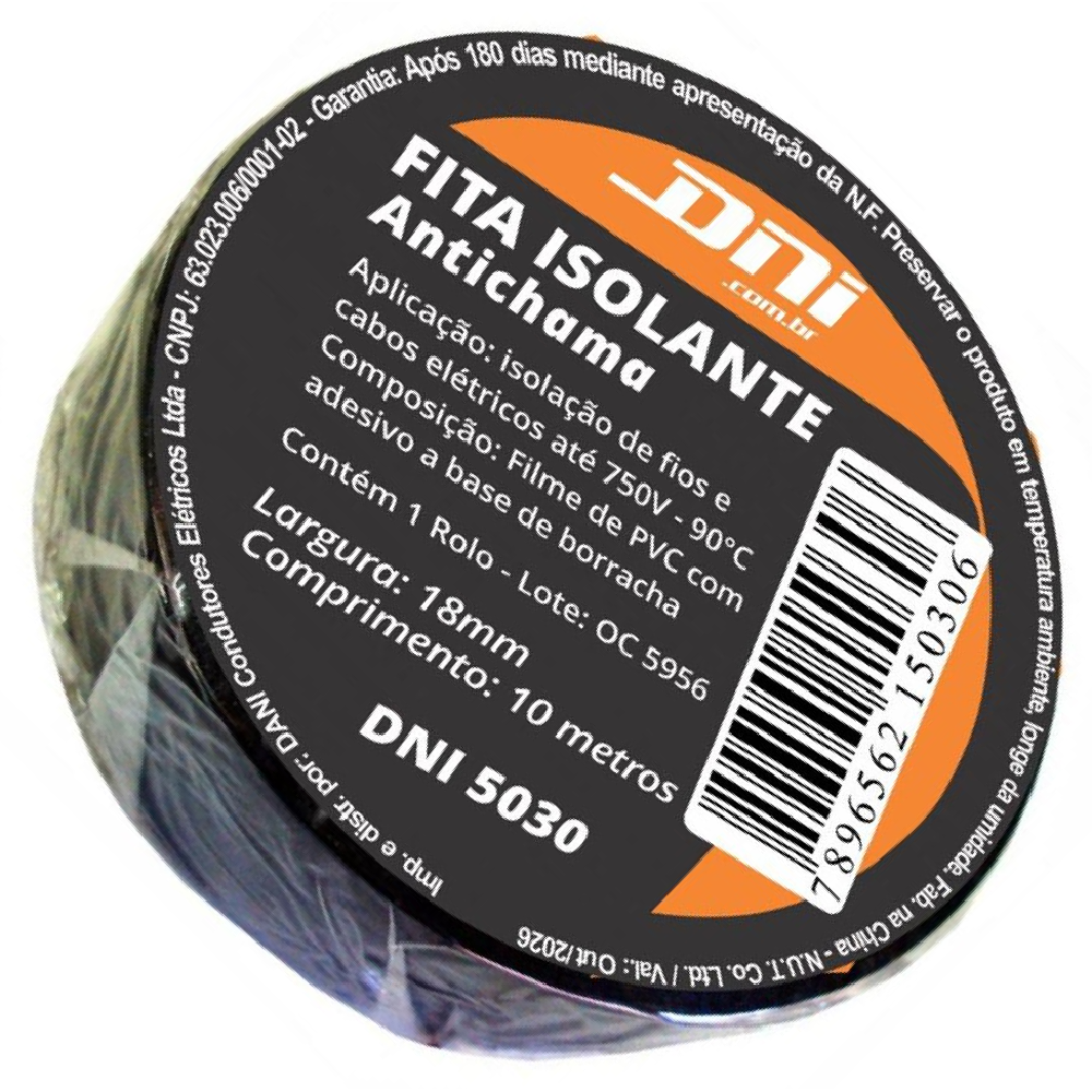 10 Fitas Isolante em PVC Preta Rolo 10 Metros - DNI 5030 - (7)