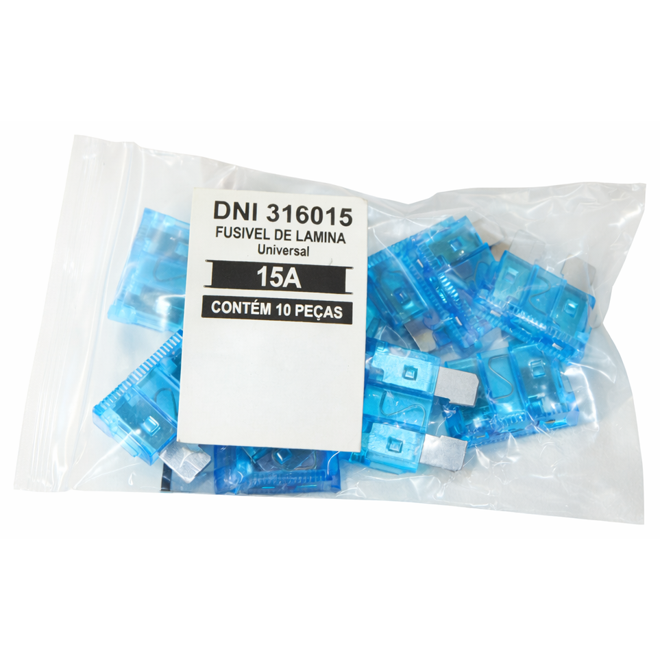 Kit 10 Fusível Lâmina 15A Universal - DNI - 316015 - (1)