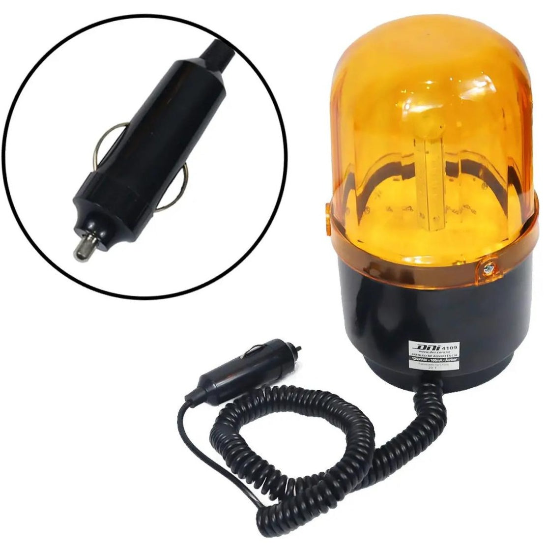 Sinalizador Visual Giroflex Giroled Magnético com Plug Acendedor Bivolt Ambar - DNI - 4109 - (6)