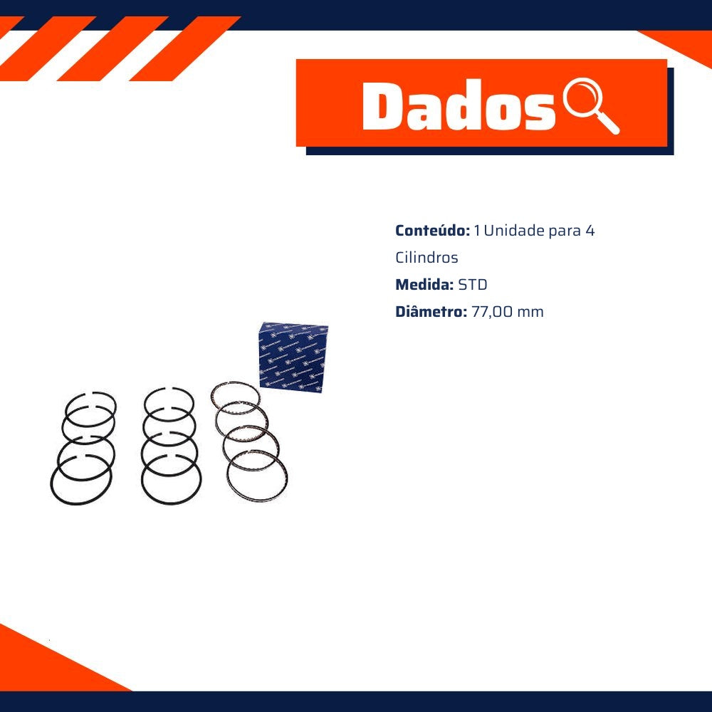 Jogo de Anéis do Pistão STD 4 Cilindros - KS PIERBURG - 800026242000 - (2)