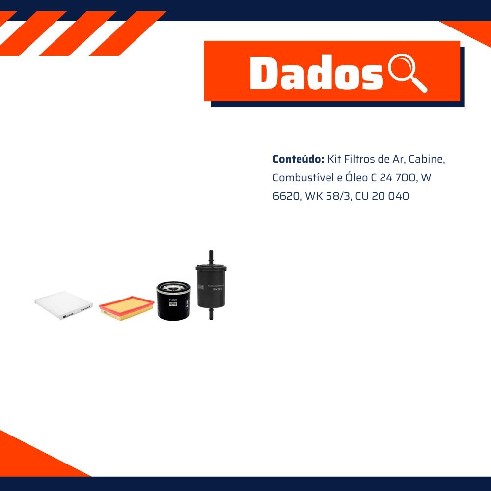 Kit de Filtros Ar Cabine Combustível Óleo para Renault Kwid - Mann-Filter - SP11065-4 - (8)