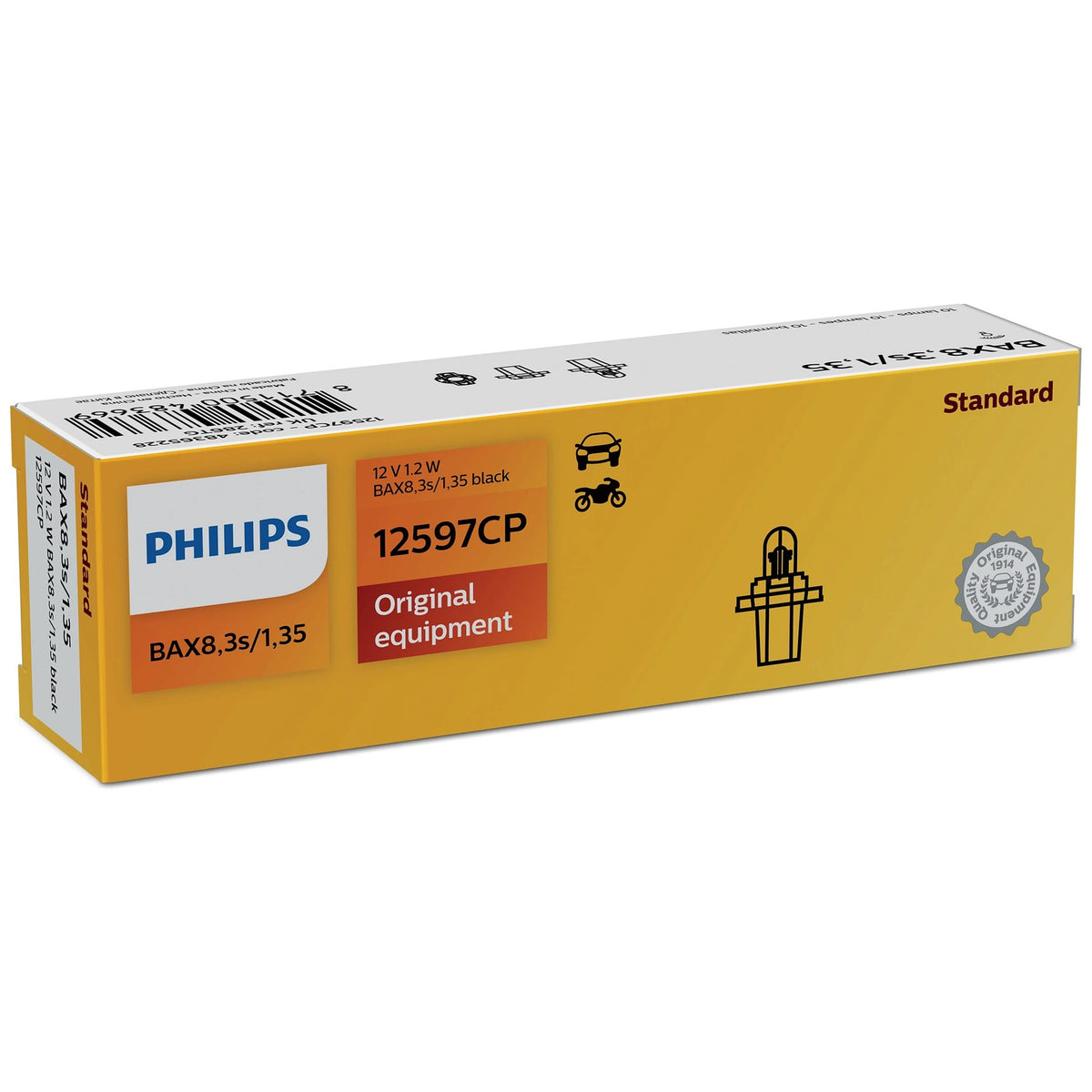 Lâmpada da Luz de Freio Amarela 12V BAX<W2X4,6D<W1.2W - Philips - 12597CP - (2)