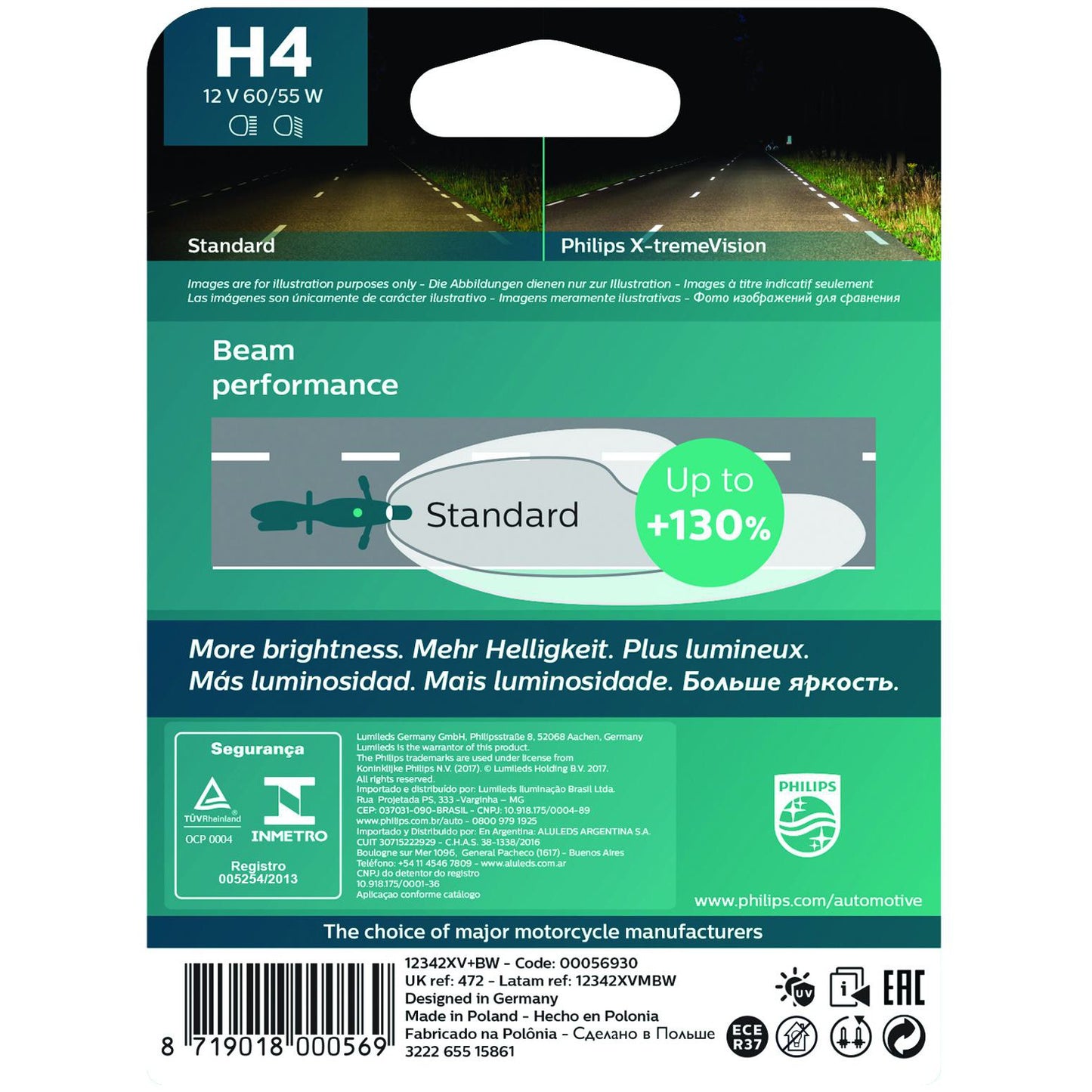 Lâmpada do Farol Alto H4 60/55W 12V - Philips - 12342XVBW - (4)