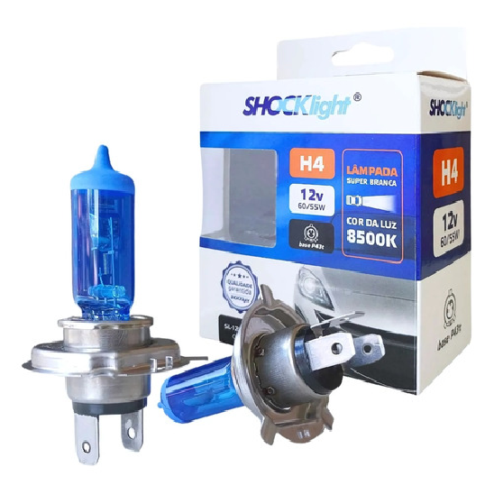 Par de Lâmpadas Super Brancas H4 8500k 60/55W - Shocklight - SL-120004SBBA - (1)
