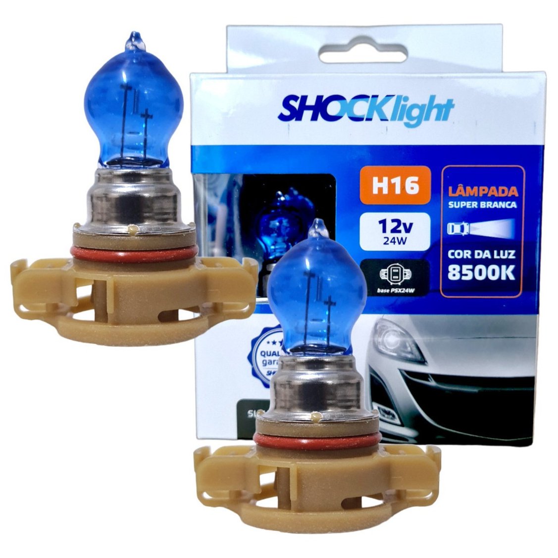 Par de Lâmpadas Super Branca H16 8500K 24W 12V - Shocklight - SL-120016SBBA - (1)