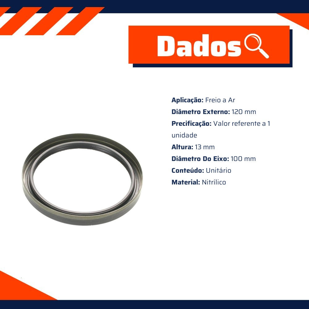 Retentor do Cubo de Roda 100 x 120 x 13 mm - Corteco - 2128N - (2)