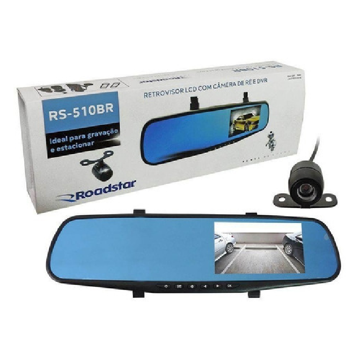 Retrovisor Interno com Tela 4.3 Polegadas e Câmera Embutida - Roadstar - RS-510BR - (1)